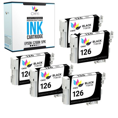 5X CMYi Replacement Black 126 Ink Cartridges for Epson Workforce WF-3540 WF-7010