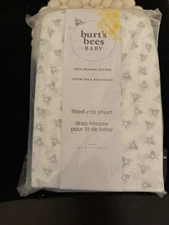 Burt's Bees Baby Fitted Crib Sheet Bees Organic Cotton Standard Crib Size New