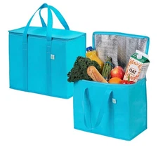 VENO 2 Pack Cooler Bag and Insulated Grocery Bags for Food Delivery - Light Blue