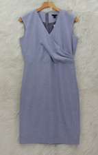 ANN TAYLOR Sheath Dress Size 6 Blue Chambray Sleeveless LIned V Neck NWT #1445