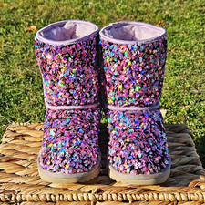 UGG Classic Short Stellar Sequin Boots - Lilac Frost / Pink Multi - Women's 5