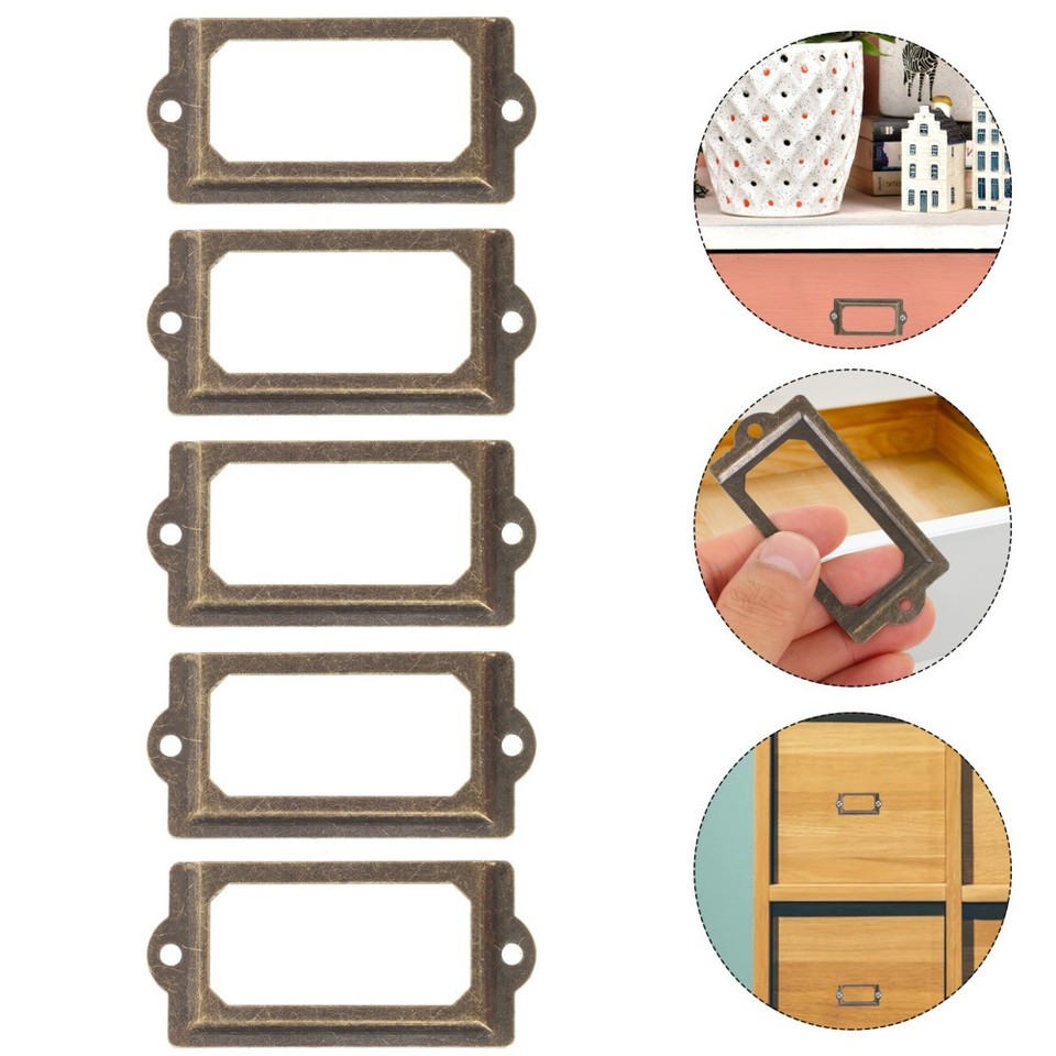 12 Pcs Drawer Tag Label Frame Cupboard Handles Metal Label Holder ...