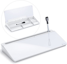 Glass Desk Whiteboard with Storage, Desktop Organizer To-Do List Memo Notepad Dr