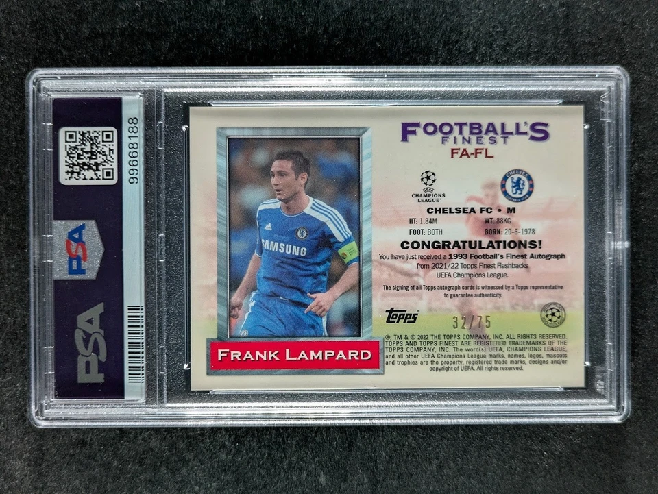 2021-22 Topps Finest Flashback UEFA FRANK LAMPARD 32/75 Auto 1993 F/F SP PSA 9 - Image 3 of 4