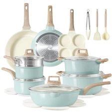 21-Piece Ceramic Pots and Pans Cookware Set, Non Stick Induction Cook Ware Ki...