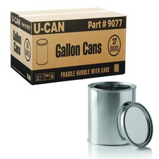 Empty Gallon Paint Cans with Lids - BOX OF 27 - Bulk Empty Metal 128onz