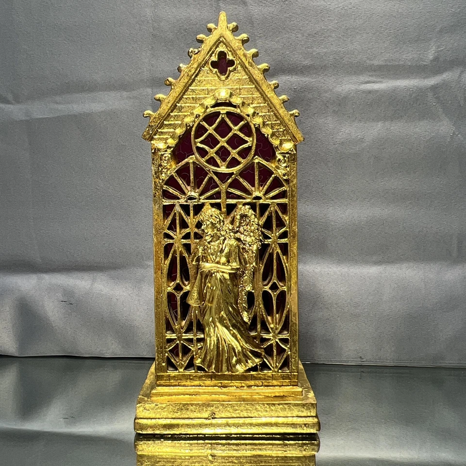 Candelabro votivo ventana catedral ángel vitral tono dorado Navidad Foto 4 de 4