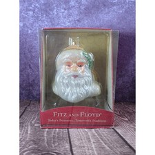 Fitz and Floyd Santa Ornament Glitter Holiday Christmas Decoration in Box