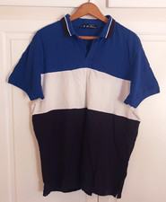 Ben Sherman Polo Shirt Men  s XXL Navy Blue White Color Block Short Sleeve