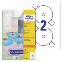 Avery Zweckform Cd-Etiketten L7676-25 Weiß, 50 Etiketten