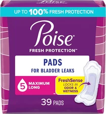 Incontinence Pads & Postpartum Incontinence Pads, 5 Drop Maximum Absorbency, Lon
