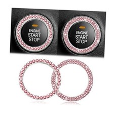 Car Bling Crystal Rhinestone Engine Start Ring Stickers, 1 Single Set Pink