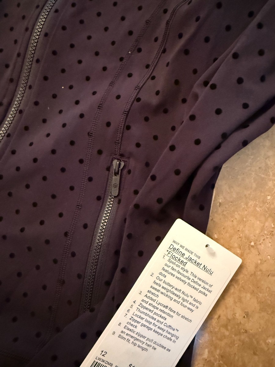 NWT Lululemon Flocked Polka Dot Define Black Nulu Jacket 4 6 10