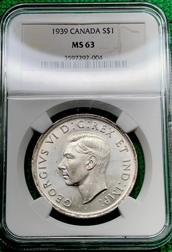 1939 Canada Silver Dollar. NGC MS 63. Pop 182. Only 85 graded higher at NGC. - 第 1/9 張圖片