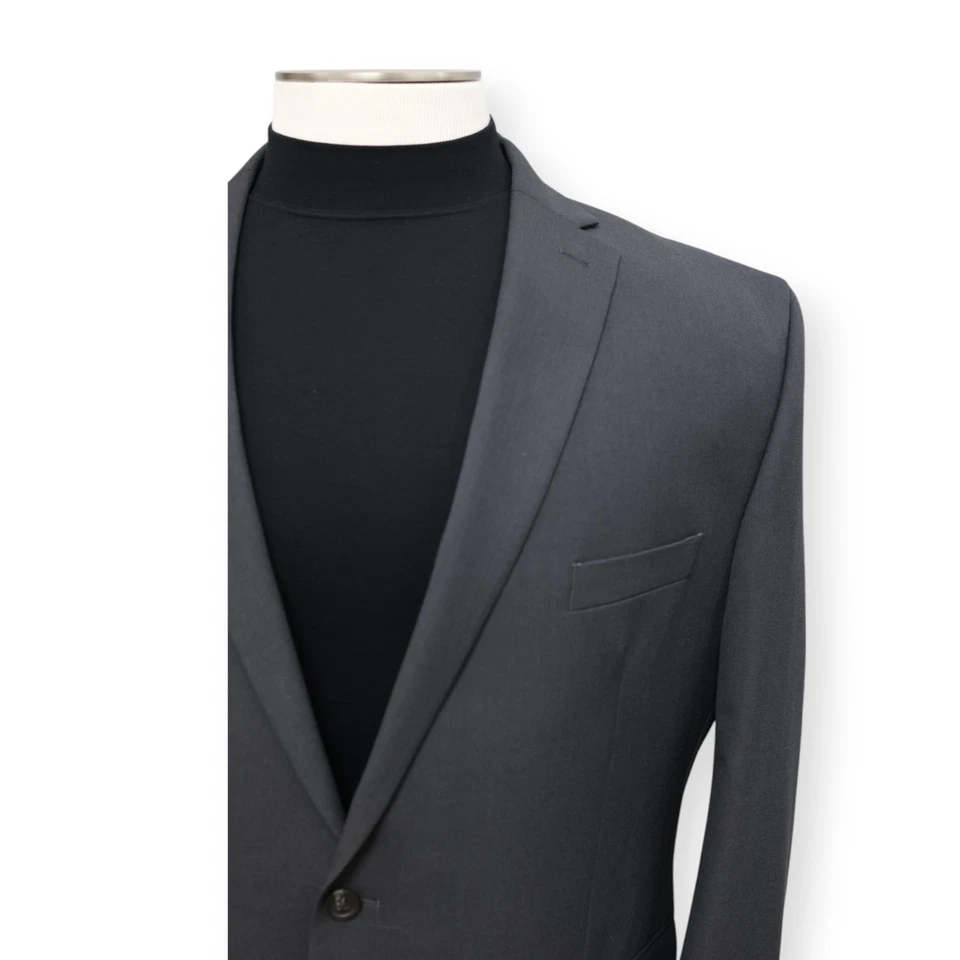 CHAPS mens solid gray two button sport coat suit jacket blazer 52 L - Image 3 of 4