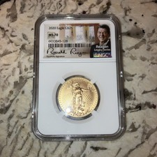$25 AMERICAN EAGLE 1/2 OZ GOLD, RONALD REAGAN SIGNED LEGACY COIN NGC MS 70