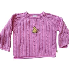 Vintage Classic Pooh Winnie The Pooh Pink Cable Knit Sweater Sz 18-24mo