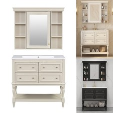 36'' Bathroom Vanity W/ Medicine Cabinet,Mirror Cabinet,Adjustable Shelf,Drawers