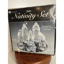 Vintage Clear Glass Nativity Set by Connoisseur – Complete 10 Piece Set with Box
