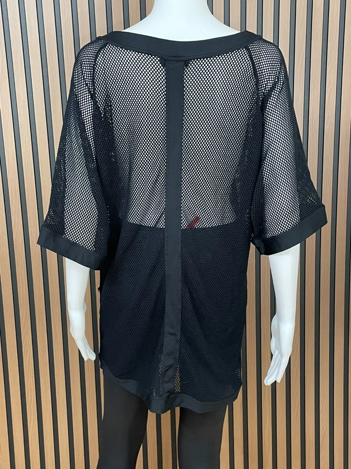 Traje de baño transparente Carmen Marc Valvo XS negro malla cubierta rejilla Foto 2 de 4