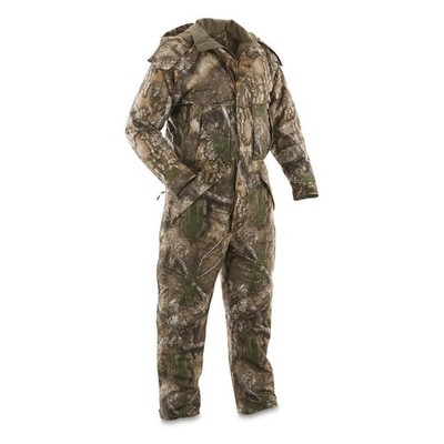 Mens Dry Waterproof Hunting Coveralls with Hood, Insulated Camo Hunt Overalls