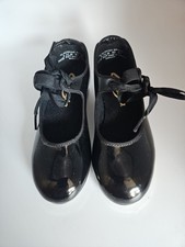 Girls Black Capezio Tap Shoes Size 3.5 Med
