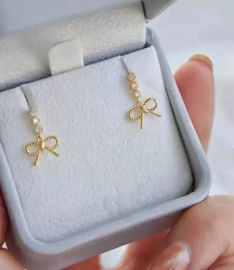 1,5 kt Rundschliff simulierter Diamant Tropfen Creolen Ohrstecker 14 kt Gelbg... - Bild 2 von 4