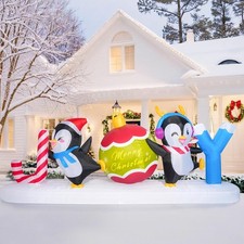 10FT Christmas Inflatable Christmas Blow Up Joy w/ Dancing Penguins  Candy Cane
