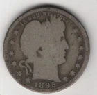 1895 O BARBER QUARTER DOLLAR 90% SILVER NEW ORLEANS .25¢ UNITED STATES AMERICA