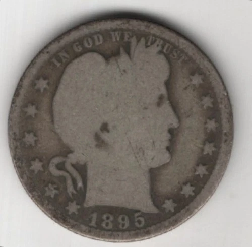 1895 O BARBER QUARTER DOLLAR 90% SILVER NEW ORLEANS .25¢ UNITED STATES AMERICA