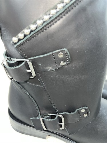 Eccellenza Damen Donna Miami Booties Gr. 40 schwarz Biker Leder Combat Boot Rock - Bild 5 von 20