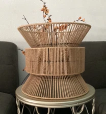 Vintage Unique bamboo rattan  lamp shade/planter or decor