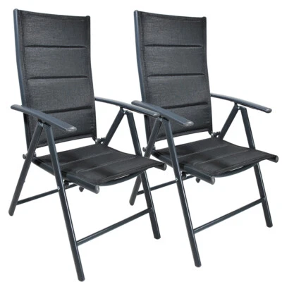 HELO Gartenstuhl Aluminium Hochlehner klappbar verstellbar DELUXE anthrazit 2 Stück
