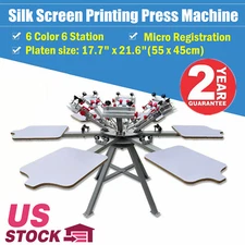 Local pickup 6 Color 6 Station Screen Printing Press with Micro Registration