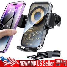 Fast Wireless Car Charger Automatic Clamping Holder For iPhone 17 16 15 Pro Max