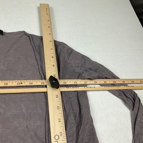 Acrobat Linen Cardigan Gray Draped Open Front Long Sleeve Knit Sweater SMALL - Picture 8 of 11