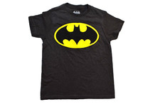 Batman Youth Boys Batman Textured Yellow Logo Charcoal Heather Shirt New S 6/7 