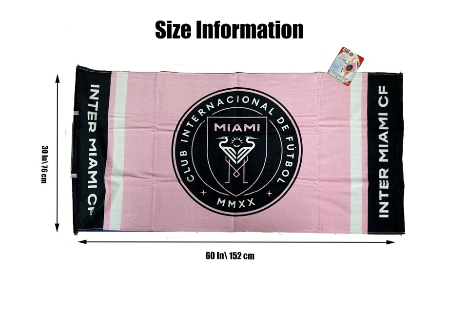 国际米兰足球俱乐部沙滩毛巾 Leo Messi 30X60 MLS 足球世界杯 Lionel 阿根廷 — 第 3/4 张图片