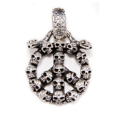 PEACE SKULL SERPENT 925 STERLING SILVER BIKER GOTHIC ROCKABILLY