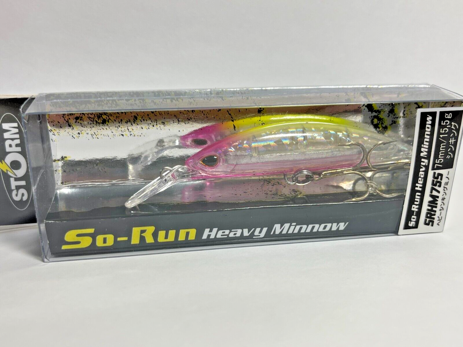 11497) Rapala STORM So Run Heavy Sinking Minnow 75S Clear Pink Head Chartreuse