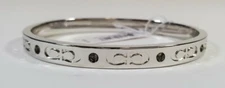 Coach Women's Kissing C Hinged Bangle Bracelet Jewelry - Silver with Rhinestone