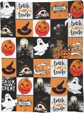 Halloween Witch Pumpkin n Ghost Blankets, Trick or Treat Quilt, Fleece Sherpa 3