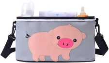 Stroller Organizer Caddy w/ 2 Cup Holders Travel Bag w/ Shoulder Strap Accessory