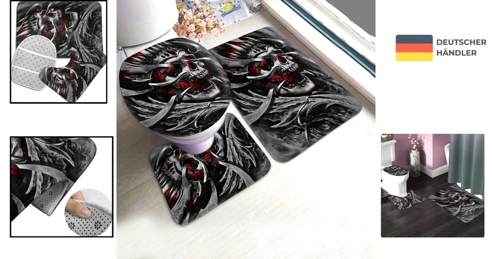 Hochwertiges Badezimmer-Set aus Polyester, rutschfest, weich, mit lustigem To... - Bild 2 von 4