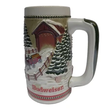 Anheuser Busch Budweiser 1984 Clydesdales Holiday Beer Stein/Mug Christmas