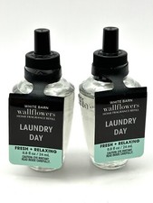 2 BATH BODY WORKS HOME LAUNDRY DAY WALLFLOWERS FRAGRANCE REFILLS BULBS 0.8 OZ