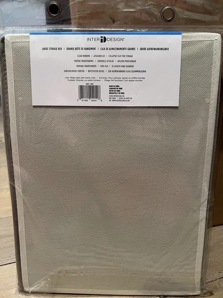 I-Design Large Collapsible 11.75 X 15.5 X 9.75 Gray Chevron Flip Lid NWT - Image 3 of 4