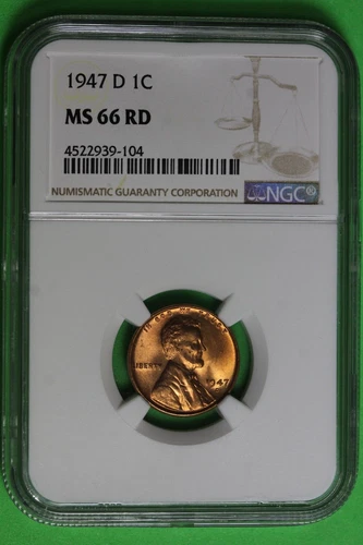 1947-D Red NGC MS66RD Lincoln Wheat Cent #B37024