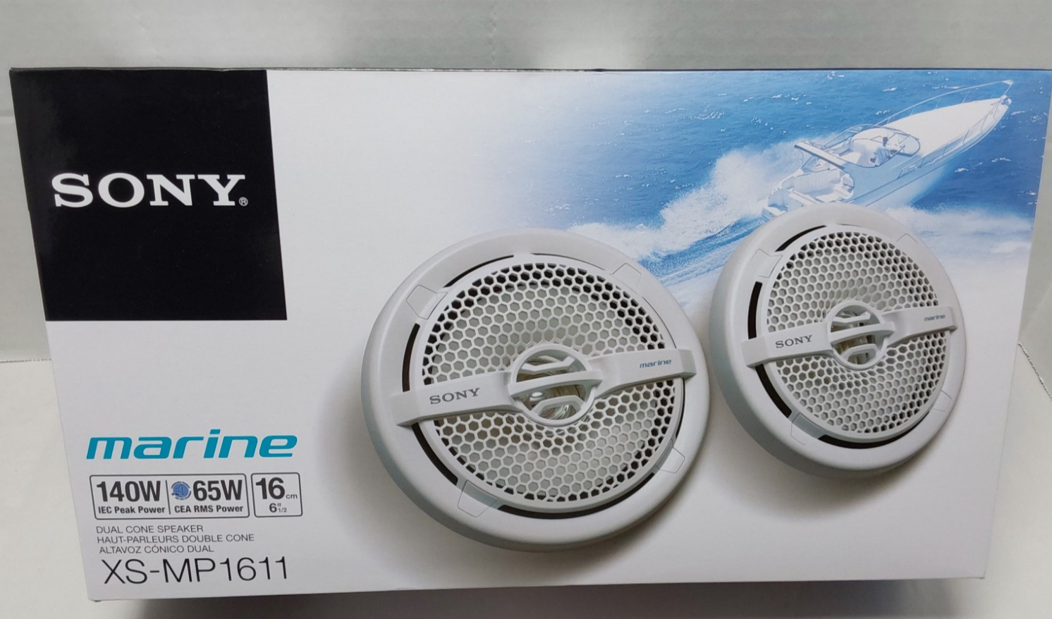 Sony XS-MP1611 Bluetooth 6.5-Inch Dual Cone Marine Speakers White, 145W - NEW