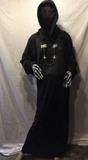 large adult black halloween outfit with cloth mask accessories